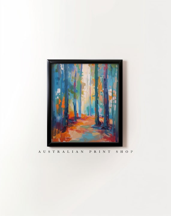 Abstract Forest Oil Painting Cottage Decor Print Farmhouse Decor Abstract Wall Art