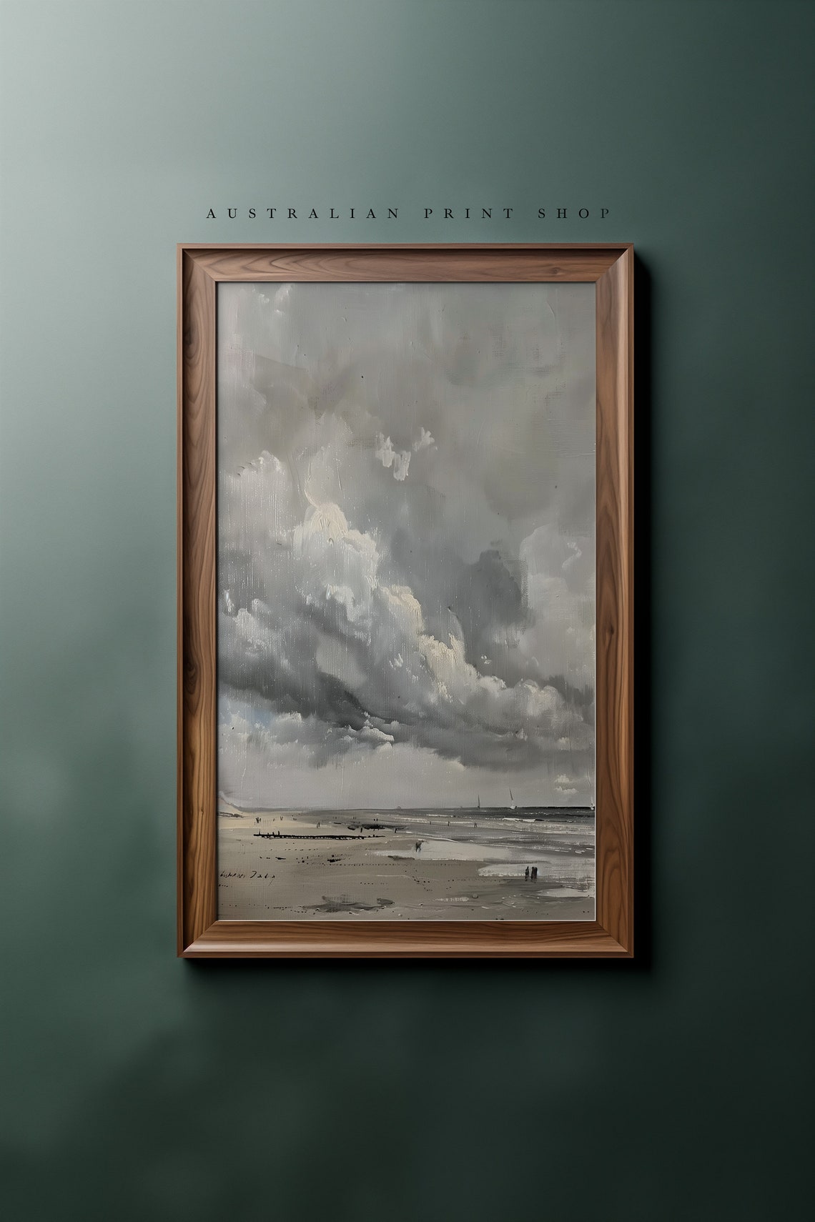 Moody Cloud Painting Soft Neutral Tones Beige Art Coastal Pastel Sky Painting Minimal Artwork Winter Beach Print - Image 4