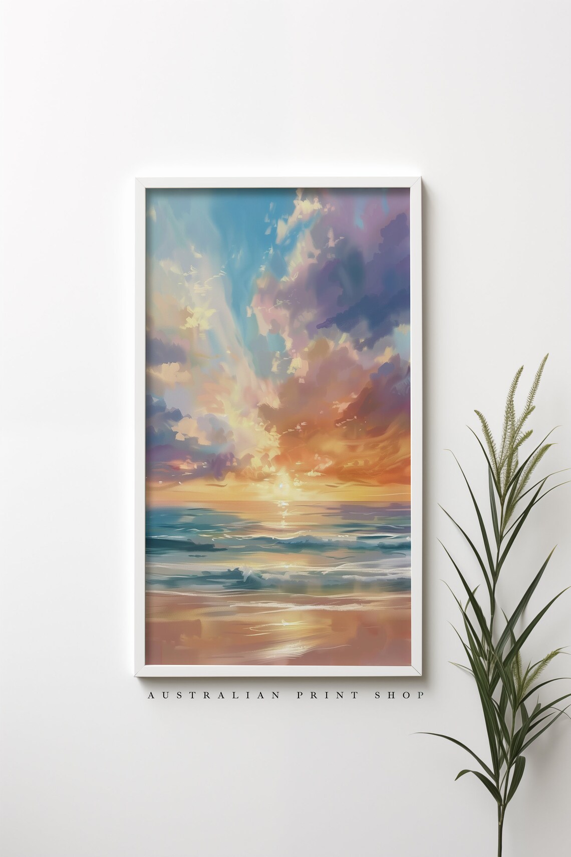 Cloudy Beach Ocean Sunset, Australian Coastal Landscape - Image 6