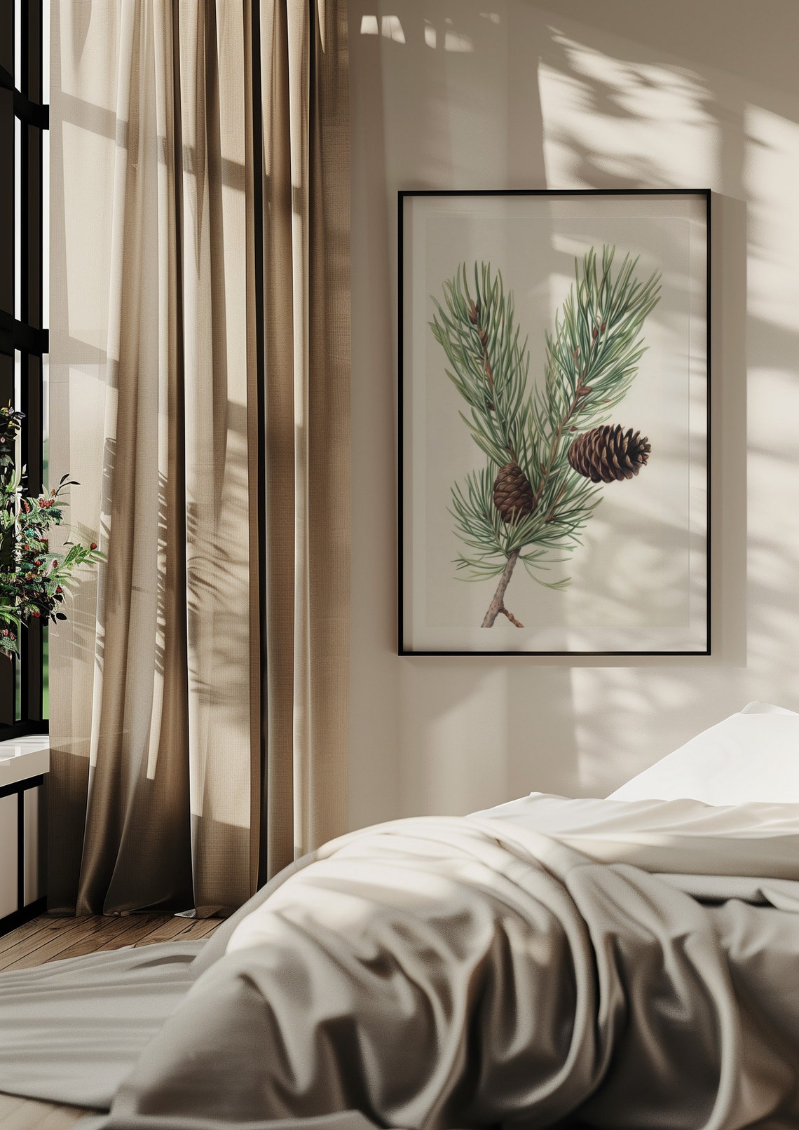 Modern Pine Tree Drawing Simple Winter Artwork Living Room Decor Tree Branch Drawing Neutral Artwork Simple Design Print - Image 7