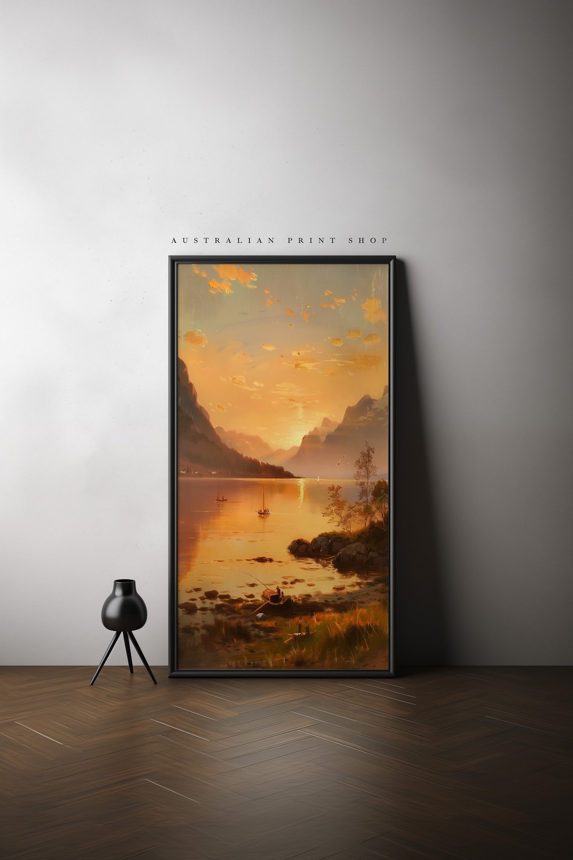 Sunset Lake Print Oil Painting Captivating Sunset Art Cottage Decor Poster Farmhouse Wall Art Lake Art - Image 2