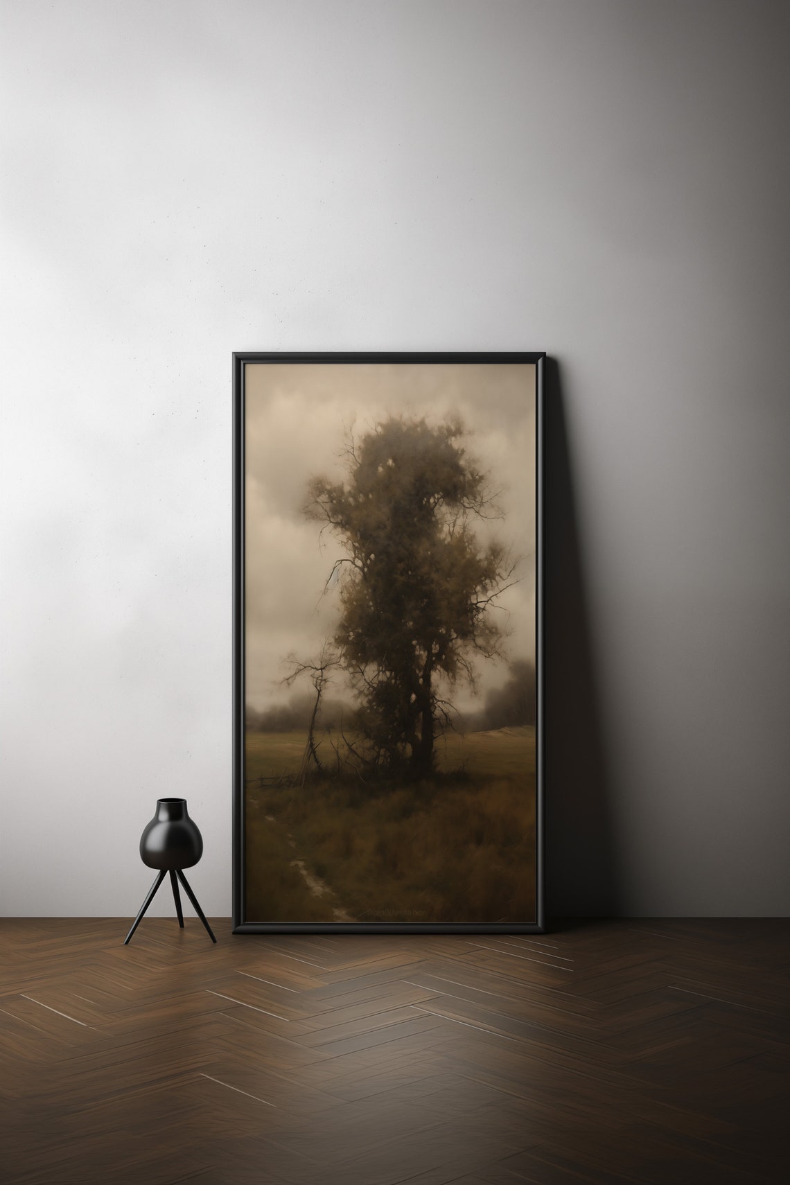 Moody Australian Landscape Painting Vintage Moody Tree Art - Image 5