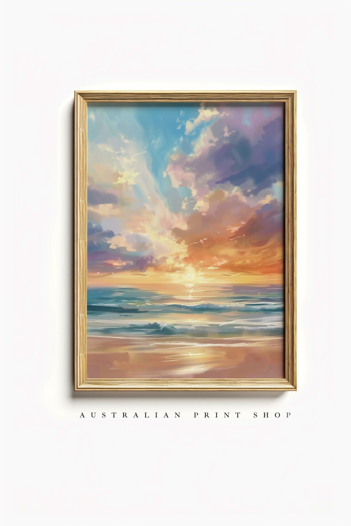 Cloudy Beach Ocean Sunset, Australian Coastal Landscape