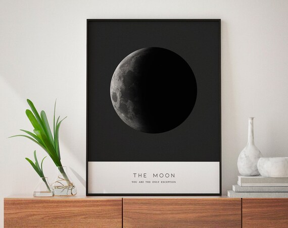 Waning Crescent Moon Art Print, Moon Cycle Wall Art