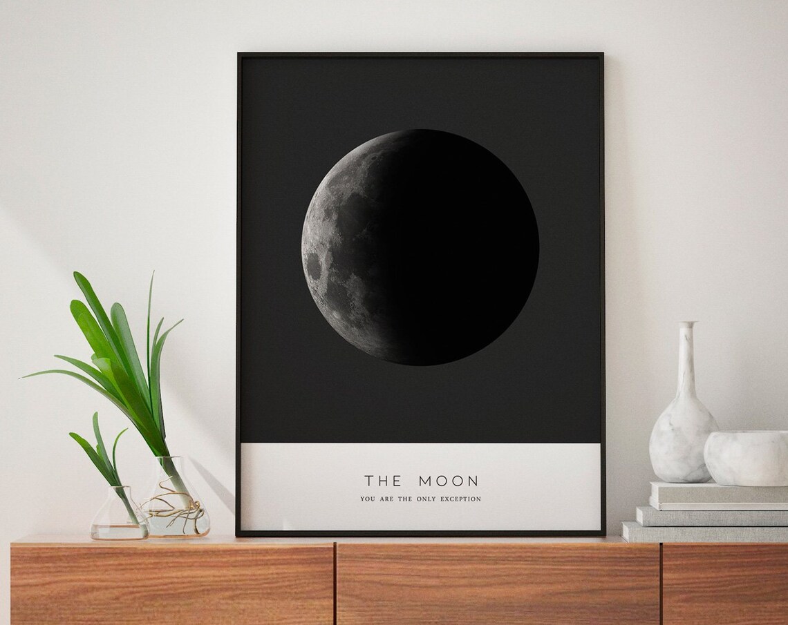 Waning Crescent Moon Art Print, Moon Cycle Wall Art