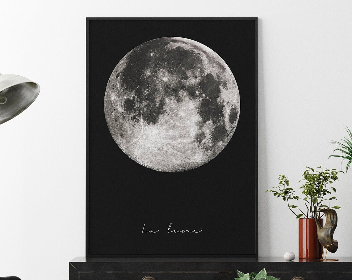 Moon Poster, La Lune Full Moon Art Print
