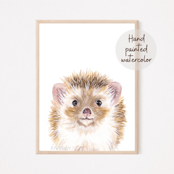 Baby Hedgehog Watercolor Nursery Animal Art Print