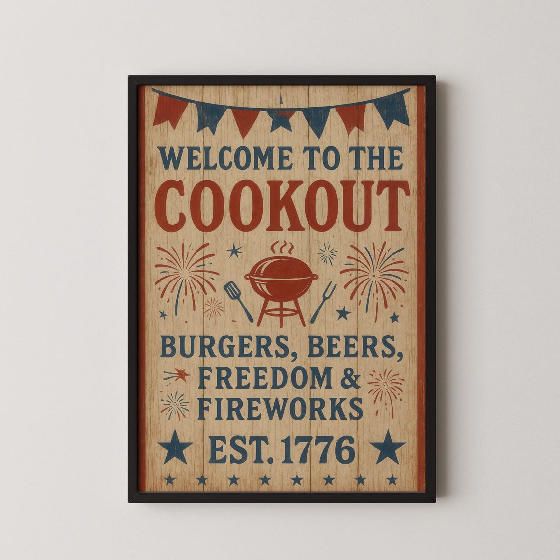 Welcome to the Cookout Retro Sign Poster Americana BBQ Party Decor