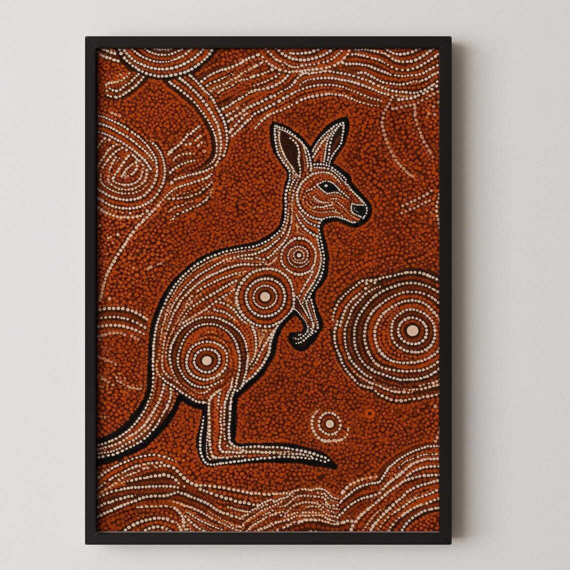 Aboriginal Art Kangaroo Print Australian Dot Painting Artwork