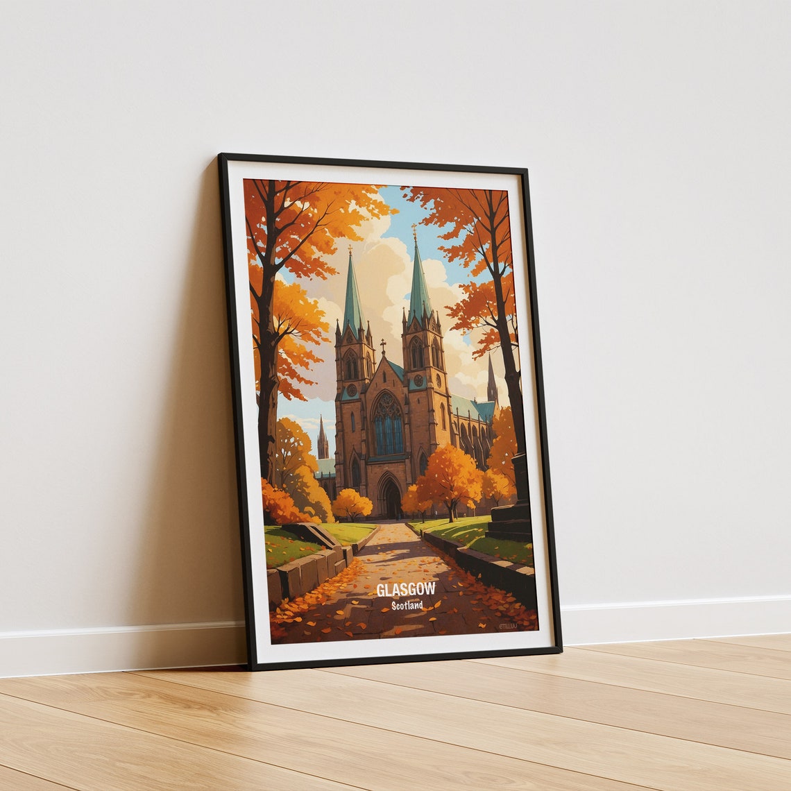 Glasgow Cathedral Autumn Foliage Scotland Heritage Travel Poster - Image 5