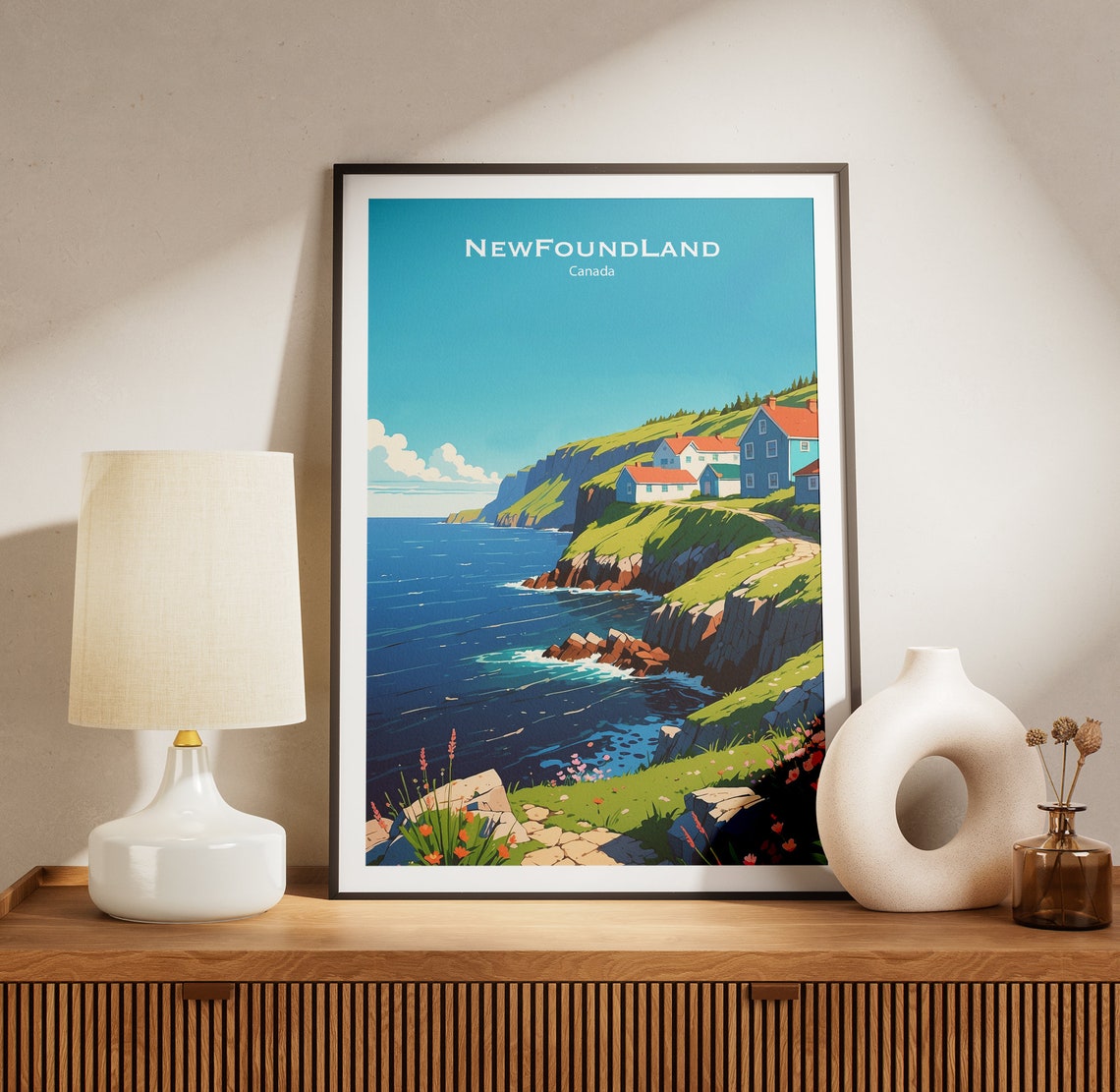 Newfoundland Canada Coastal Cliffs Village Ocean Cliffs Poster - Image 3
