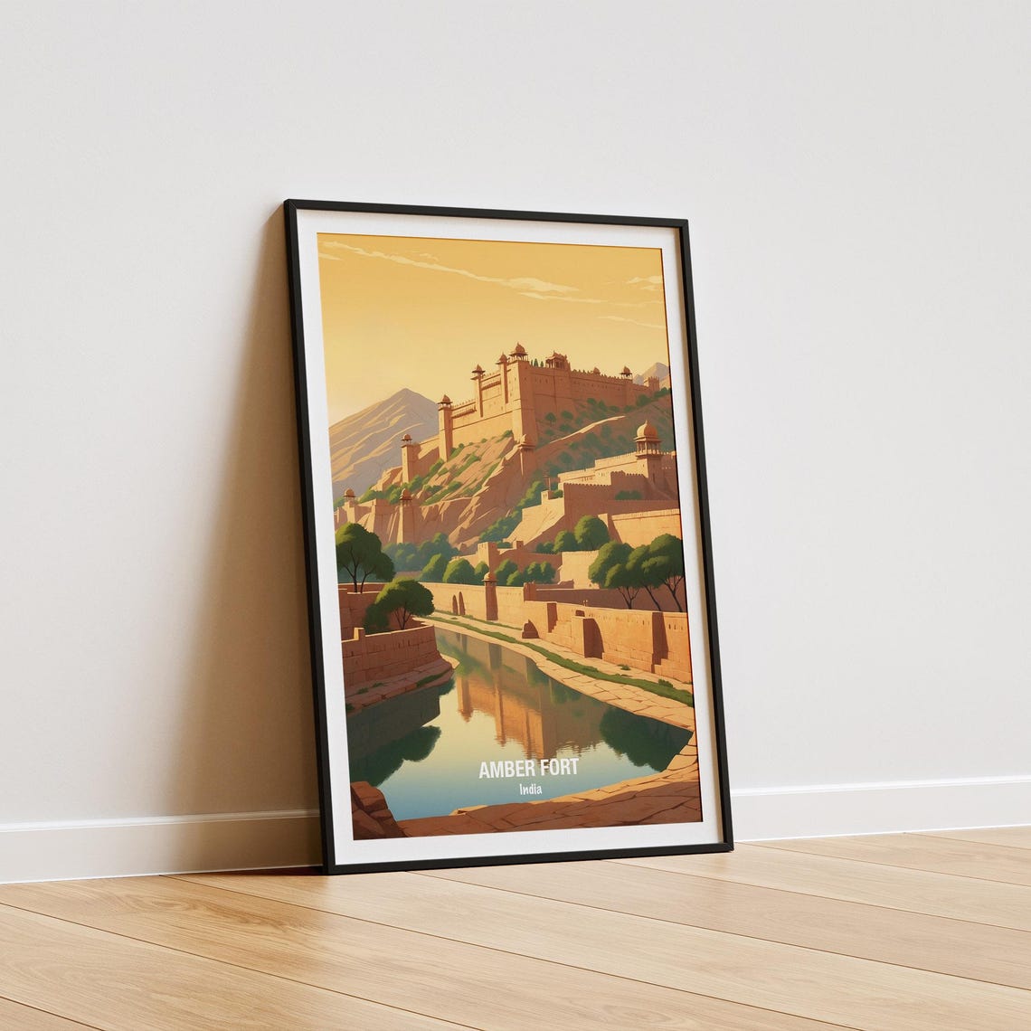 India Amber Fort Hilltop Fortress Golden Sunset Reflection Poster - Image 5
