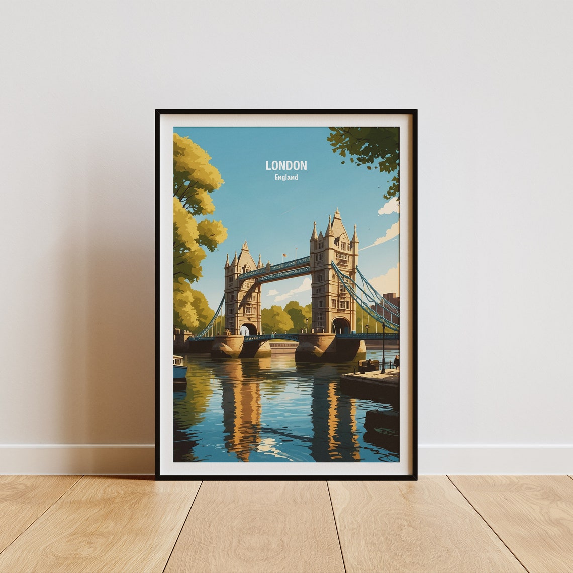 London Tower Bridge Daytime River Reflection City Skyline Poster