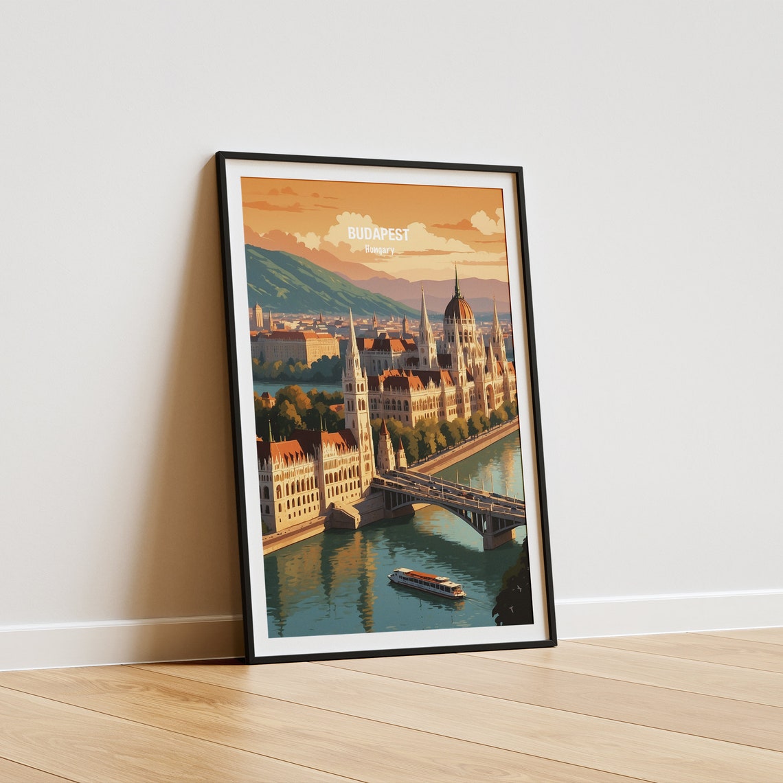 Budapest Hungary Parliament Building Danube Sunset River Poster - Image 5