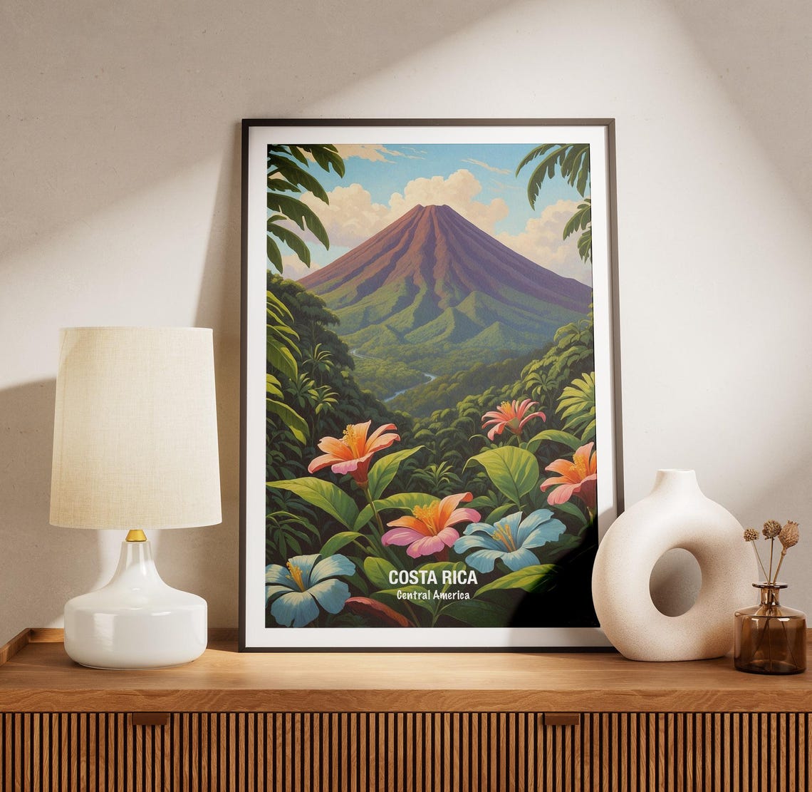 Costa Rica Volcano Rainforest Hibiscus Flowers Central America Poster - Image 3