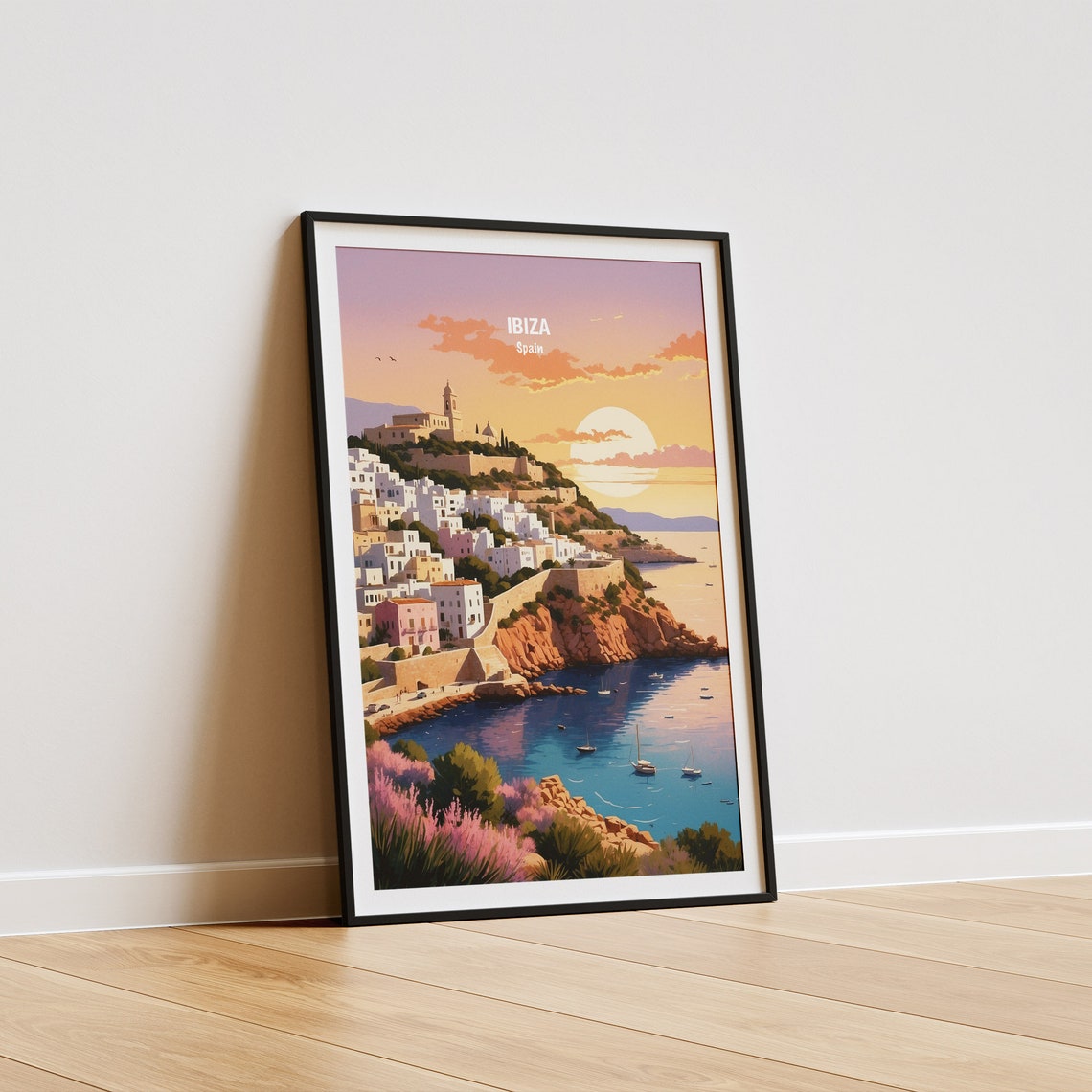 Ibiza Spain Dalt Vila Old Town Sunset Harbour Sailboat Poster - Image 5