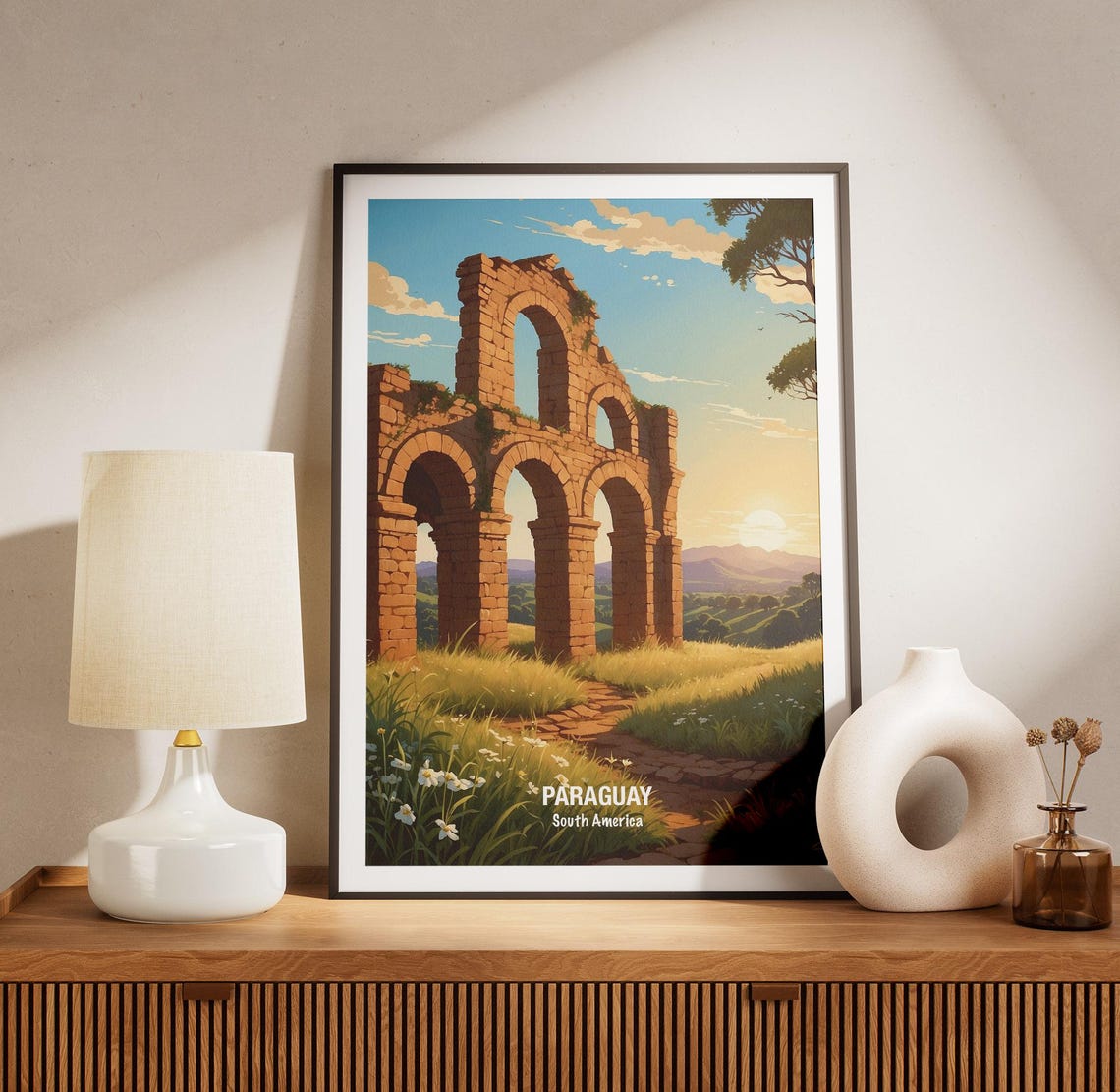 Paraguay Ancient Stone Arch Ruins At Sunset South America Poster - Image 3