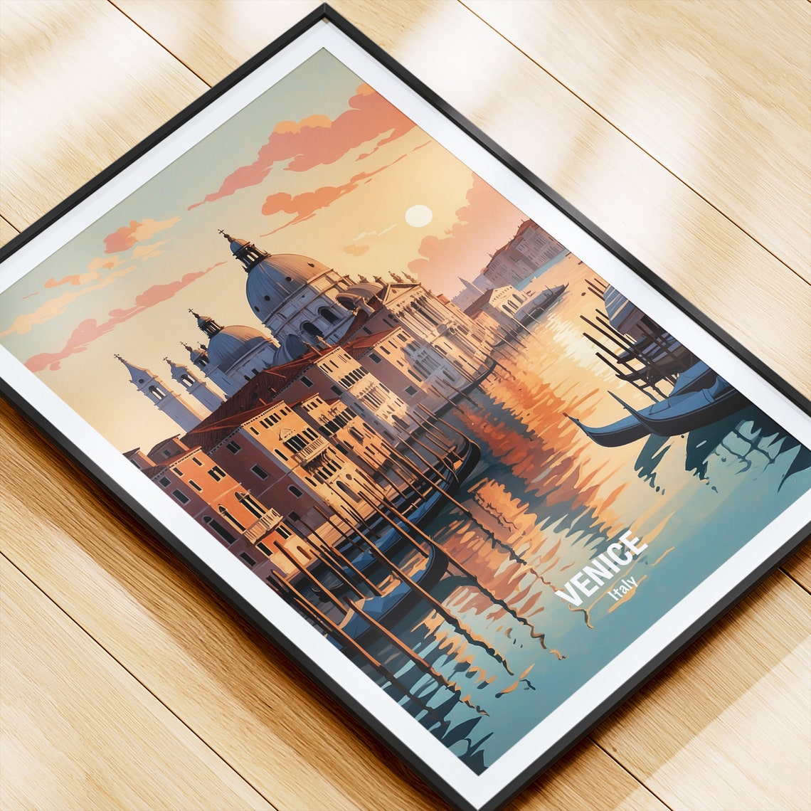 Venice Italy Grand Canal Sunrise Gondolas Salute Church Poster - Image 4