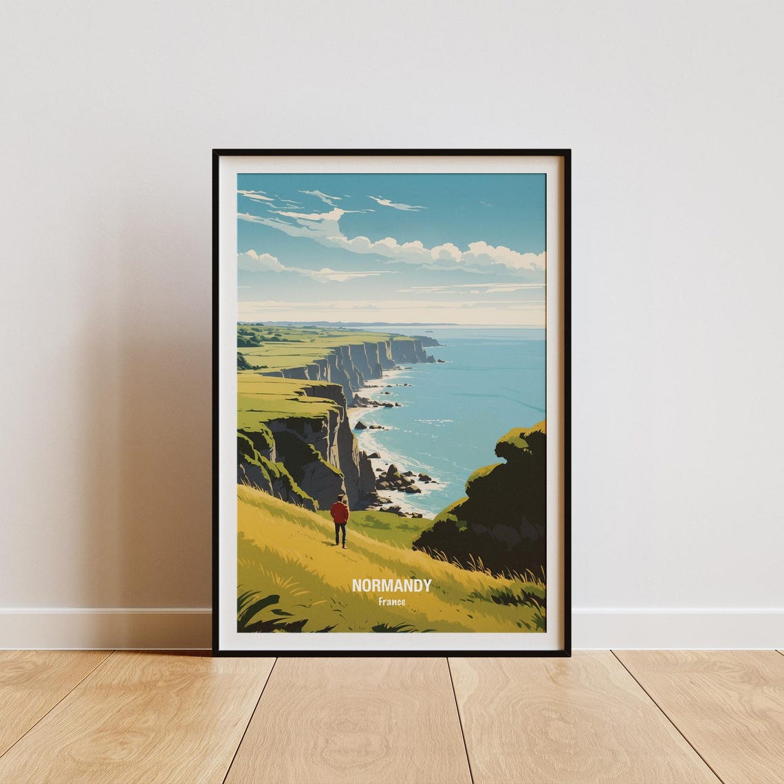 Normandy France Dramatic White Chalk Sea Cliffs Coastal Walk Poster