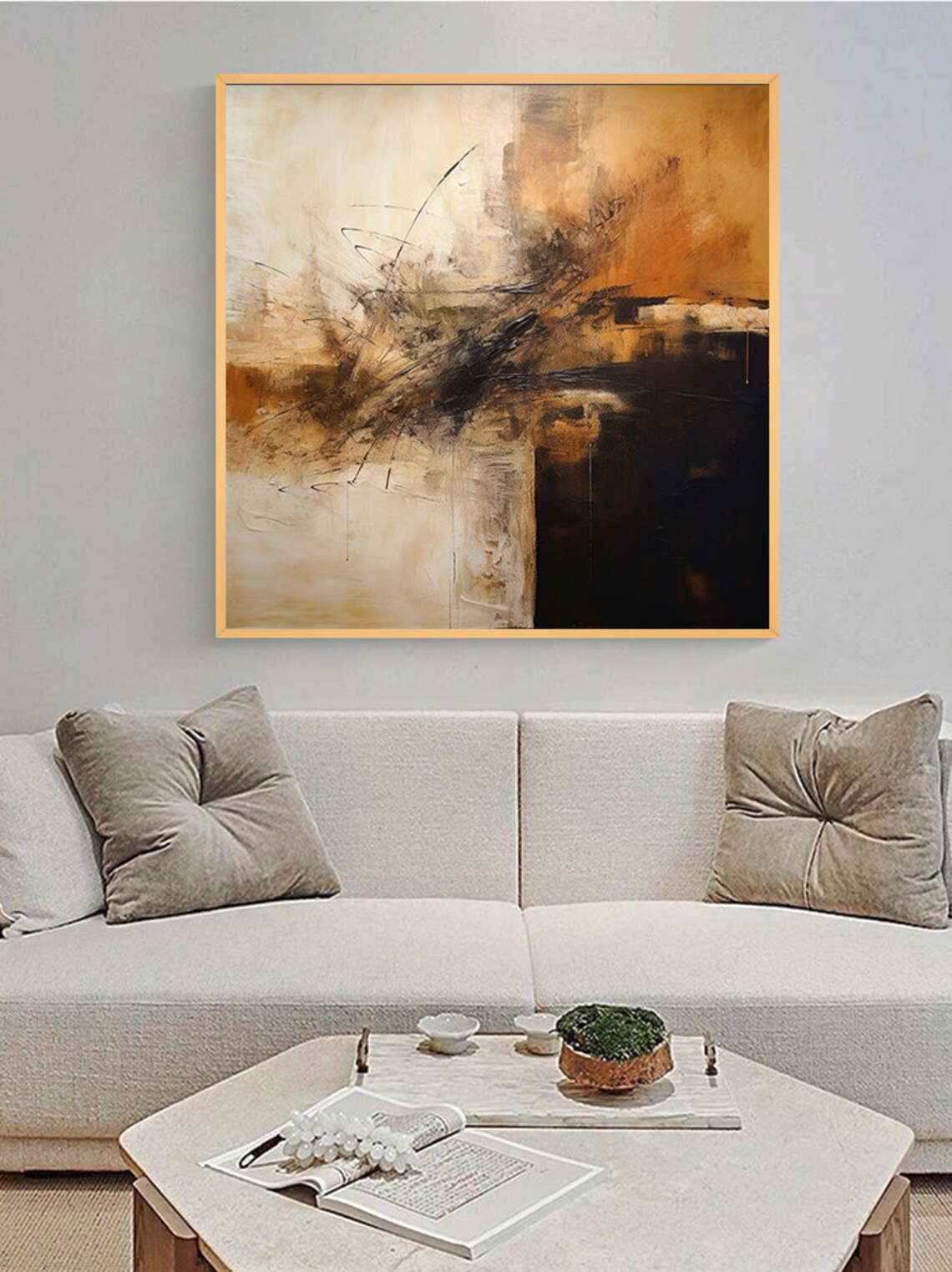 Beige Brown Dark Gestural Earth Tones Abstract Painting Poster - Image 5