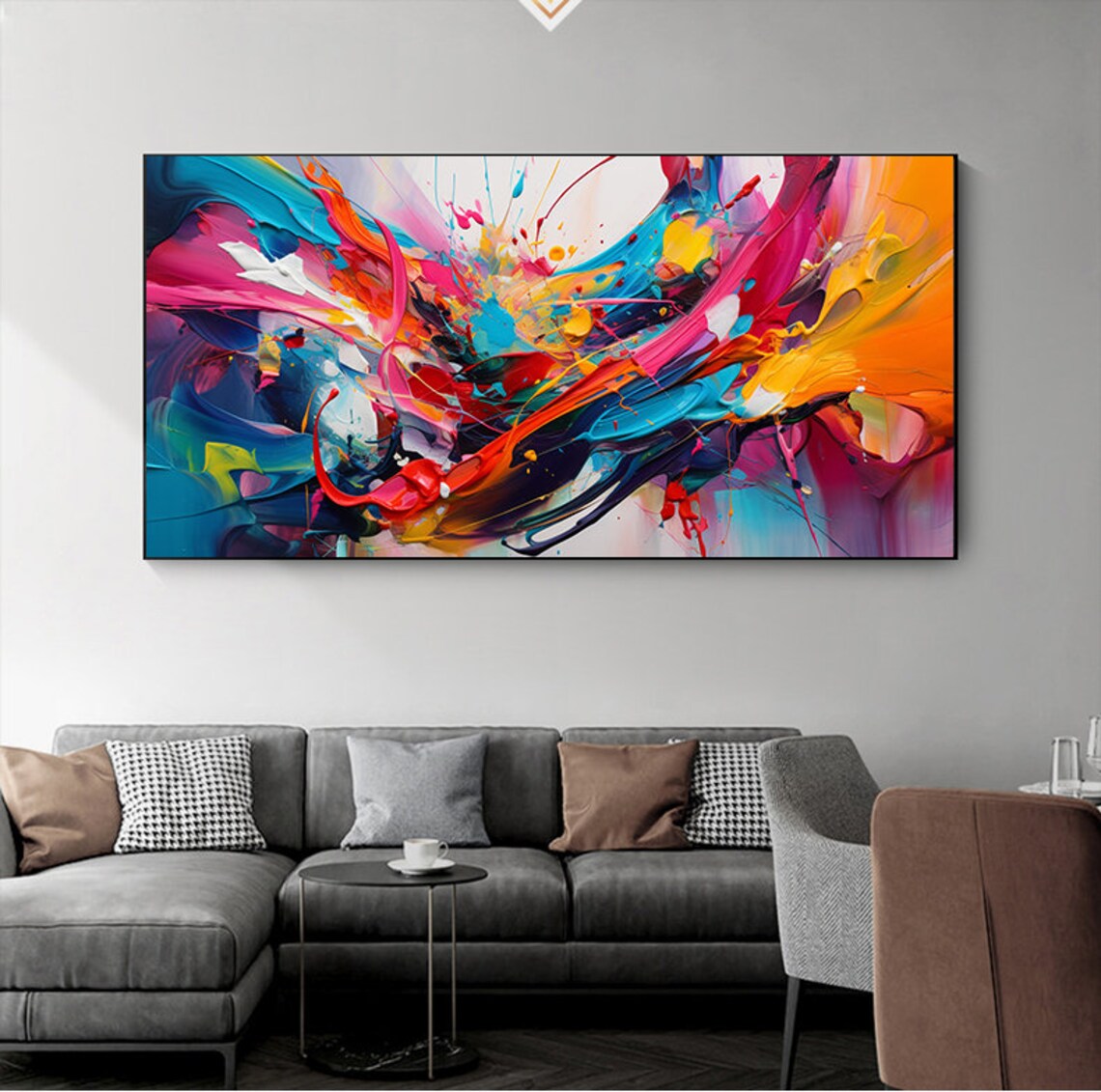 Abstract Colorful Texture Oil Painting, Living Room Art Print - Image 6