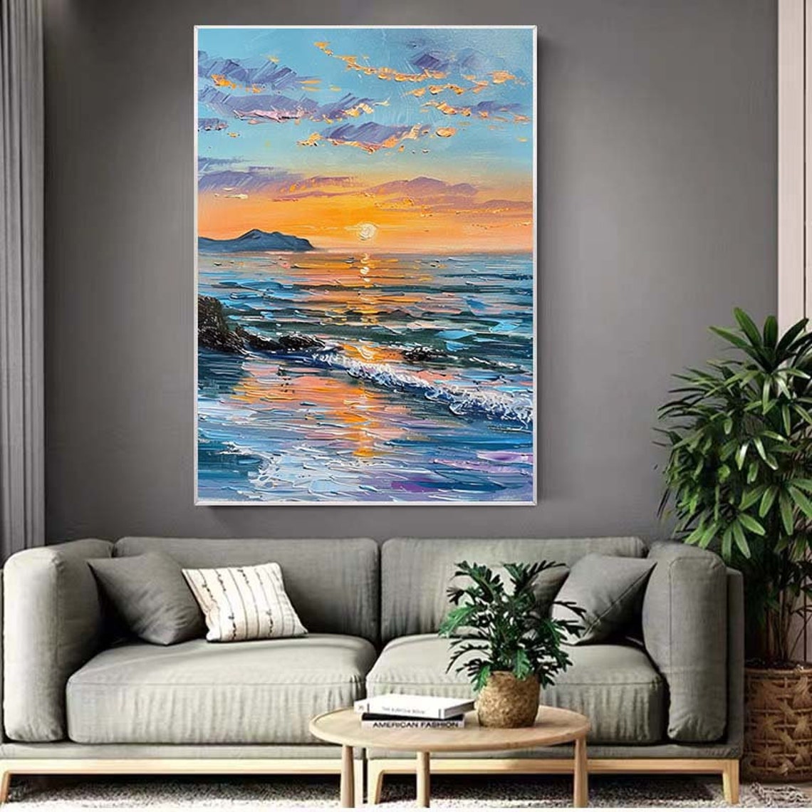 Ocean Sunset Golden Sun Over Turquoise Waves Scene Wall Poster - Image 4