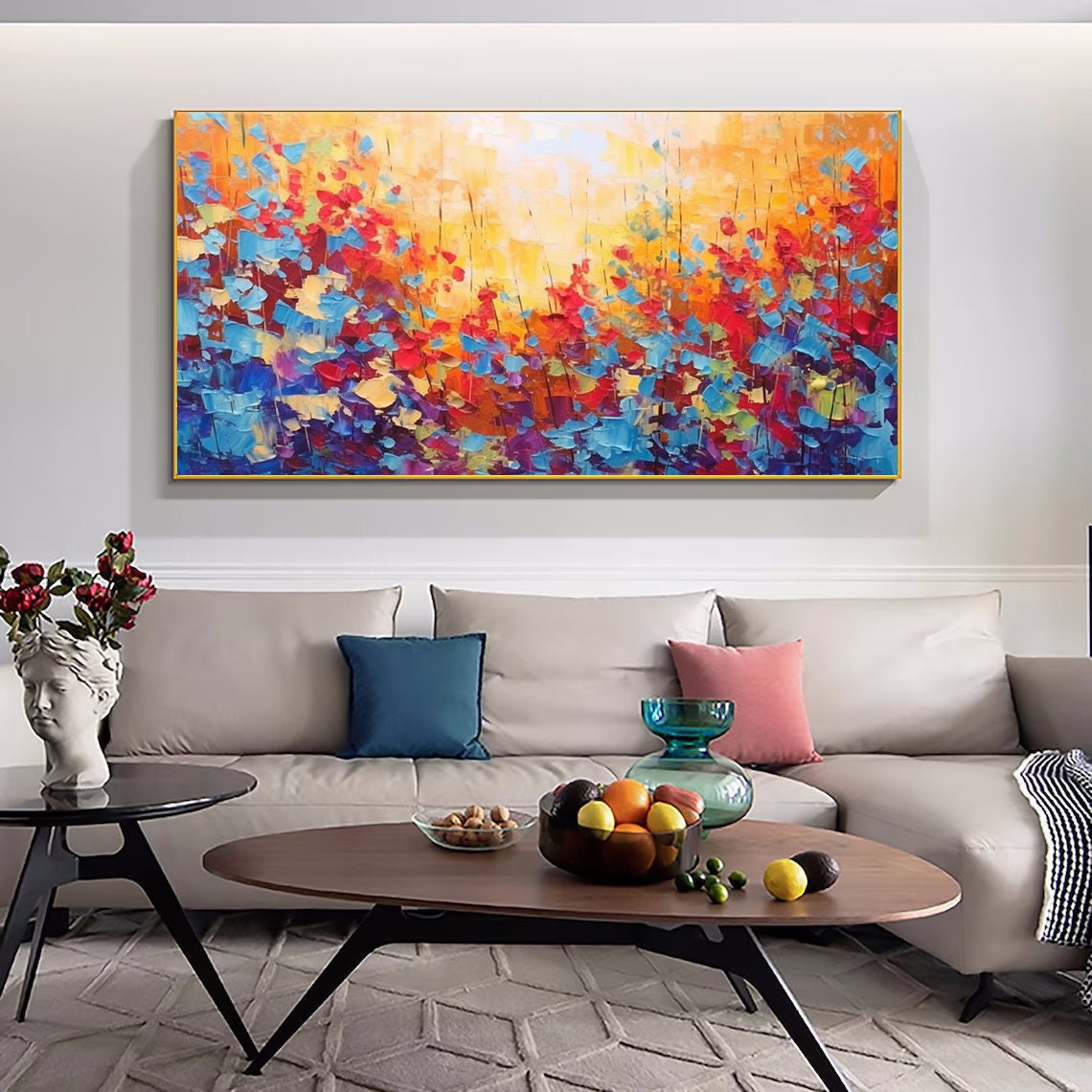 Red Blue Painting For Living Room Colorful Abstract Oil Painting Large Contemporary Wall Art Impasto Heavy Texture Art Spiritual Decor - Image 2