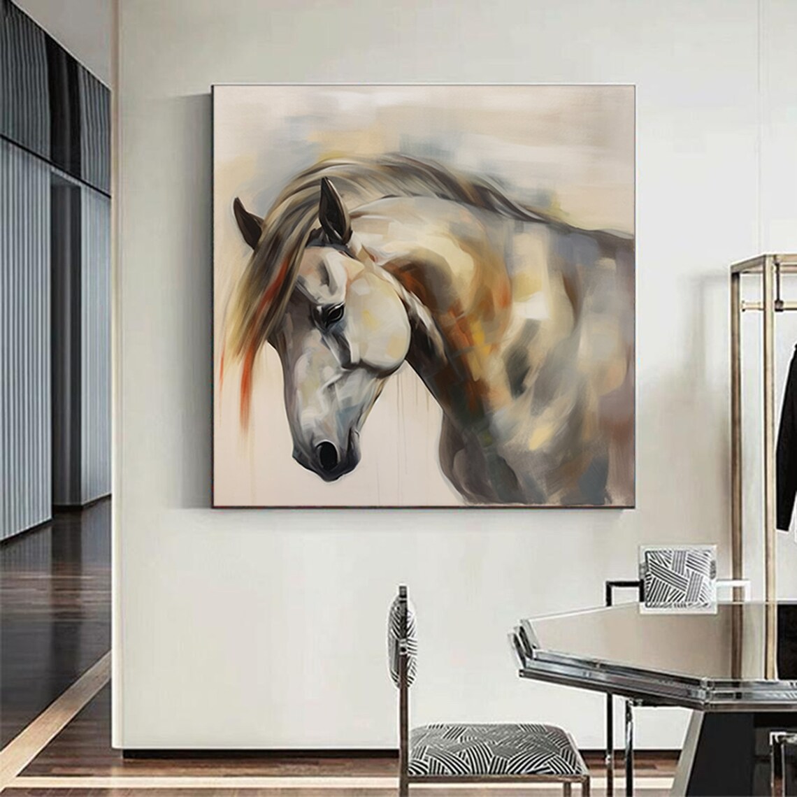 Horse Oil Painting Art Print, Animal Decor - Image 3