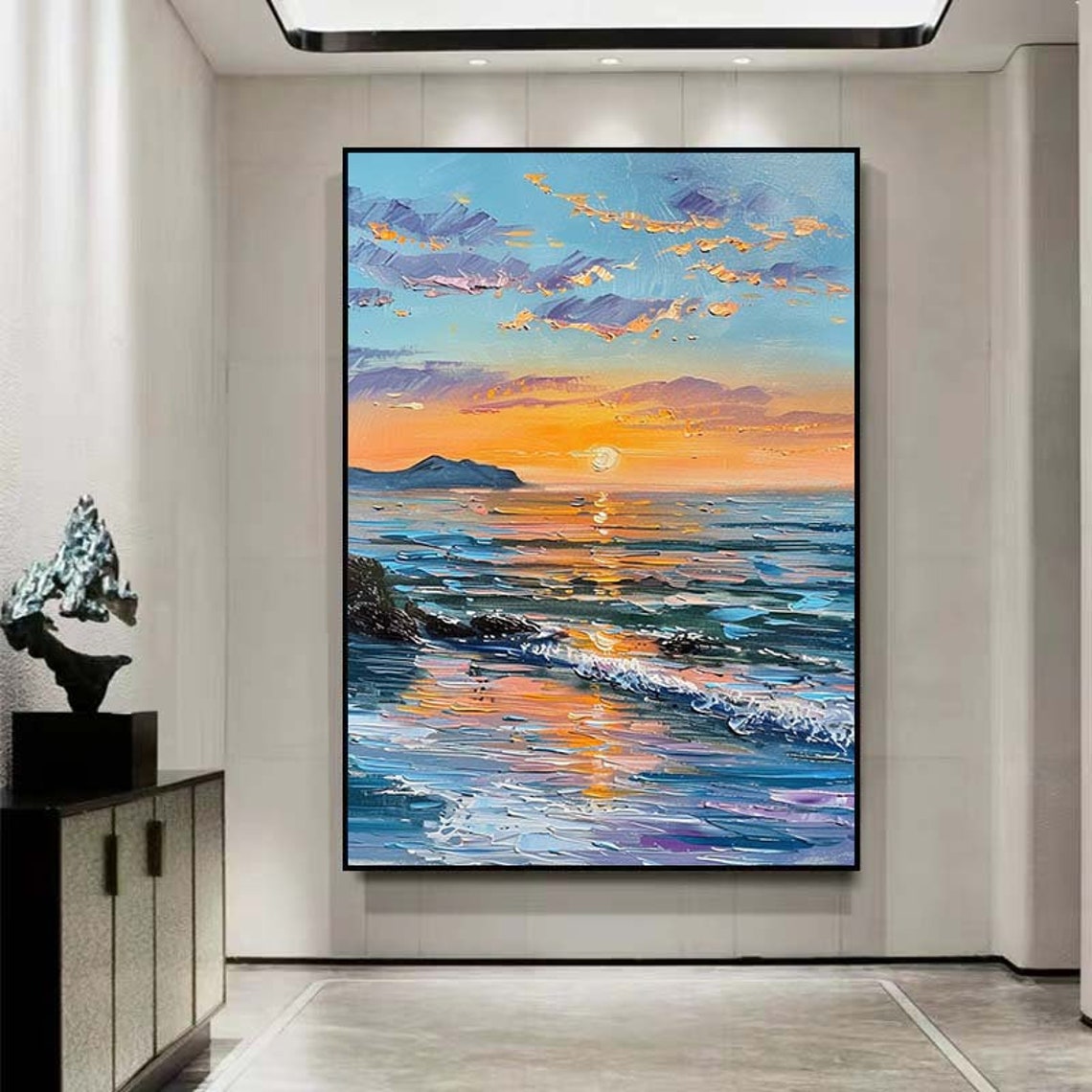 Ocean Sunset Golden Sun Over Turquoise Waves Scene Wall Poster - Image 2