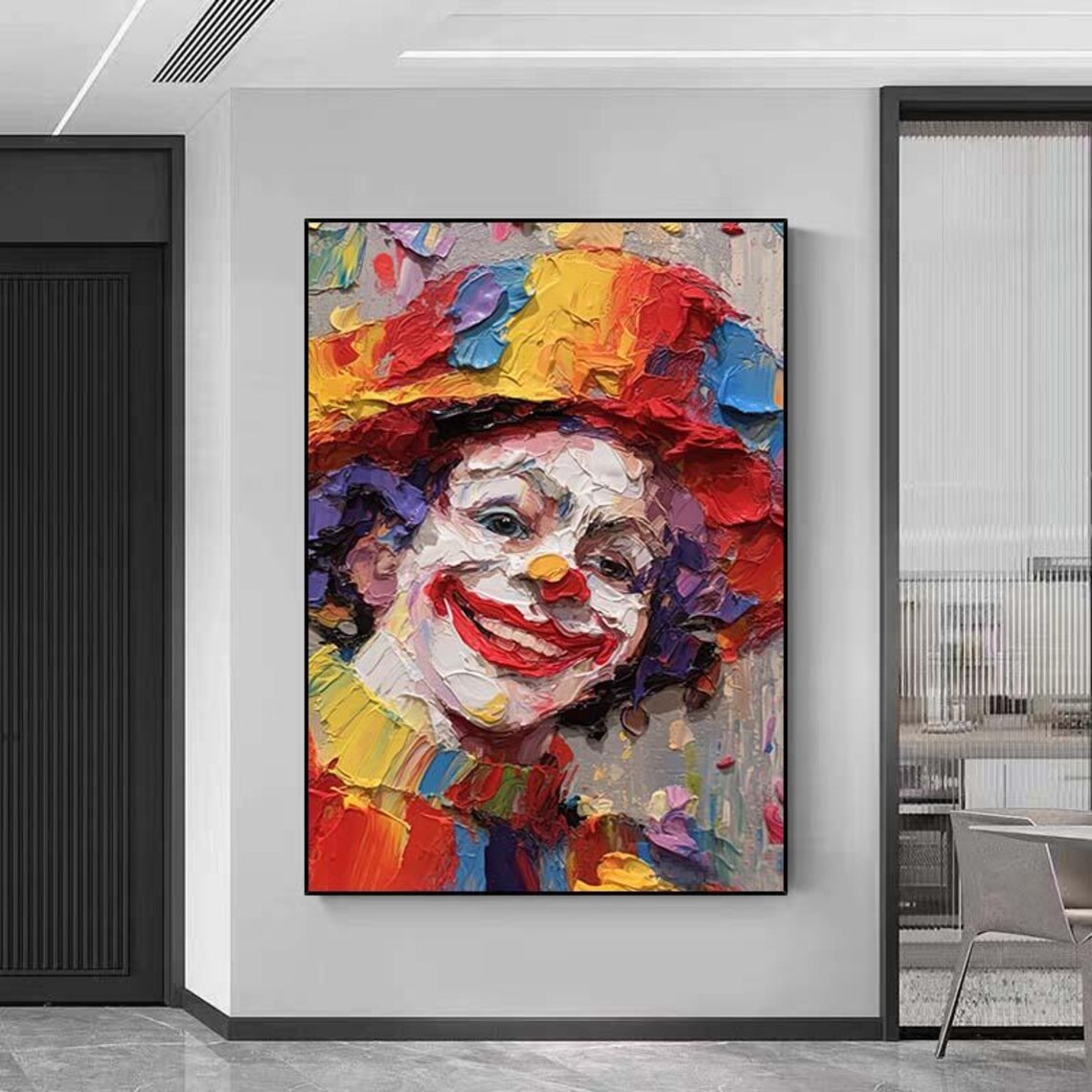 Colorful Clown Portrait Knife Painting Circus Face Art Poster - Image 6