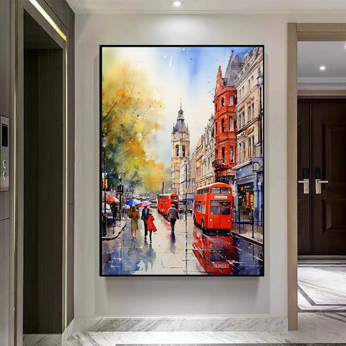 Colorful Oil Painting Of London Street London Cityscape Painting London Oil Painting Home Decor Wall Art London Wall Art - Image 2