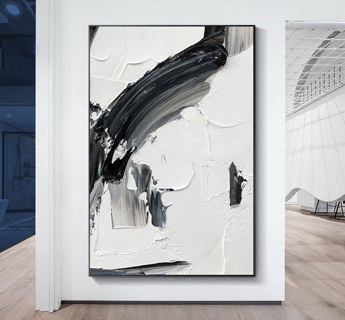 Black White Abstract Brushstroke Minimalist Modern Art Poster - Image 6