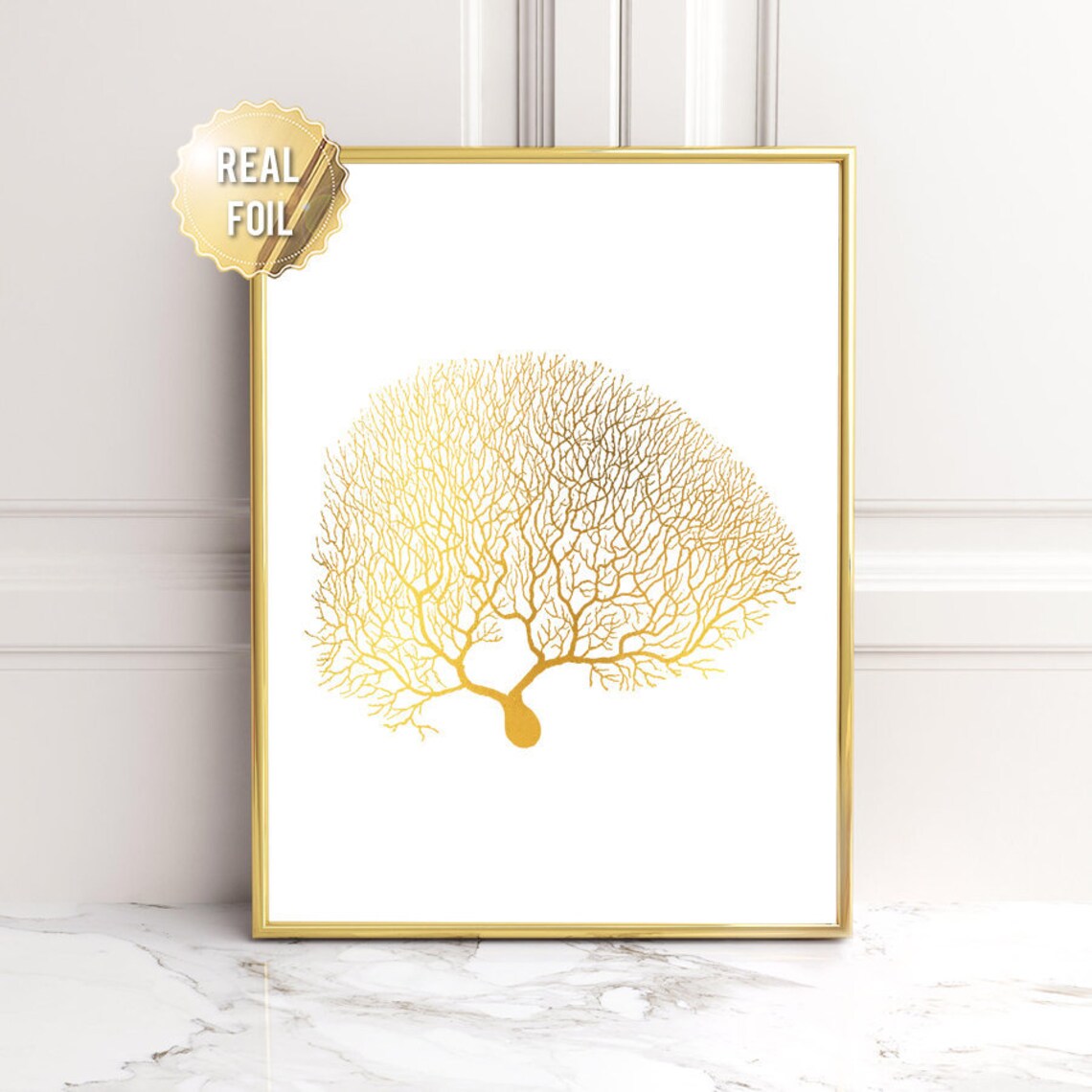Neuron Gold Foil Neuroscience Brain Cell Medical Science Wall Art