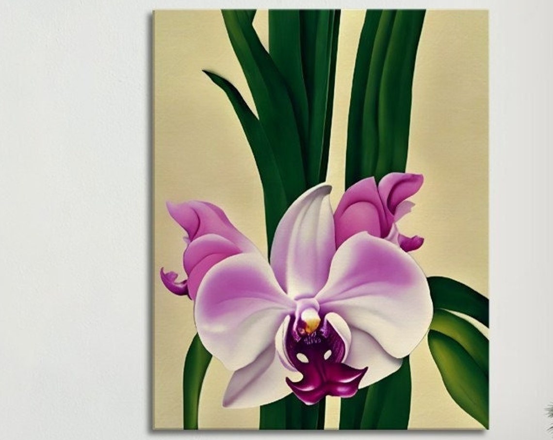 Pink Phalaenopsis Orchid Cream Botanical Flower Elegant Art Poster