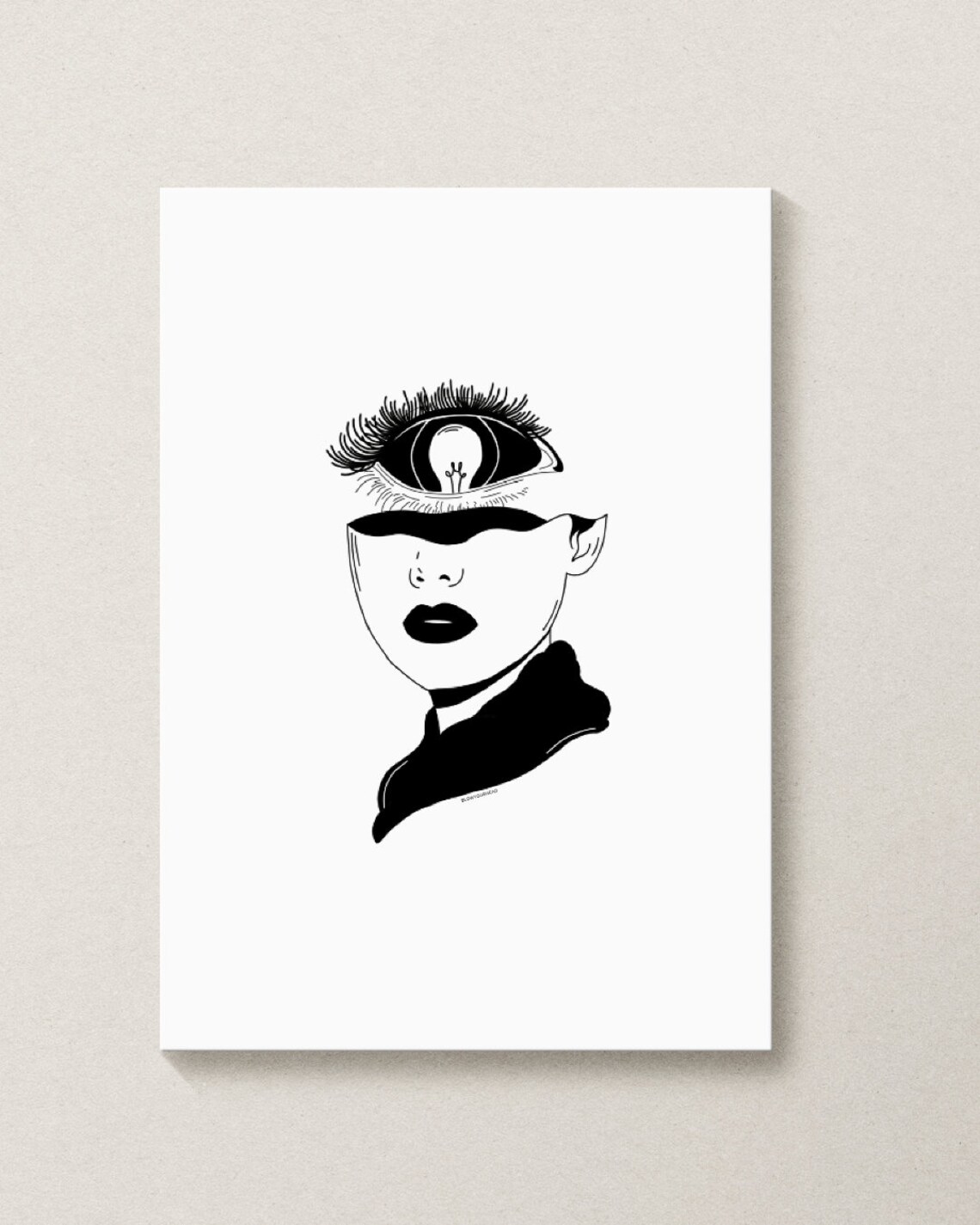 One Eye Surreal Giant Eye Woman Face Weird Bold Line Art Poster - Image 4