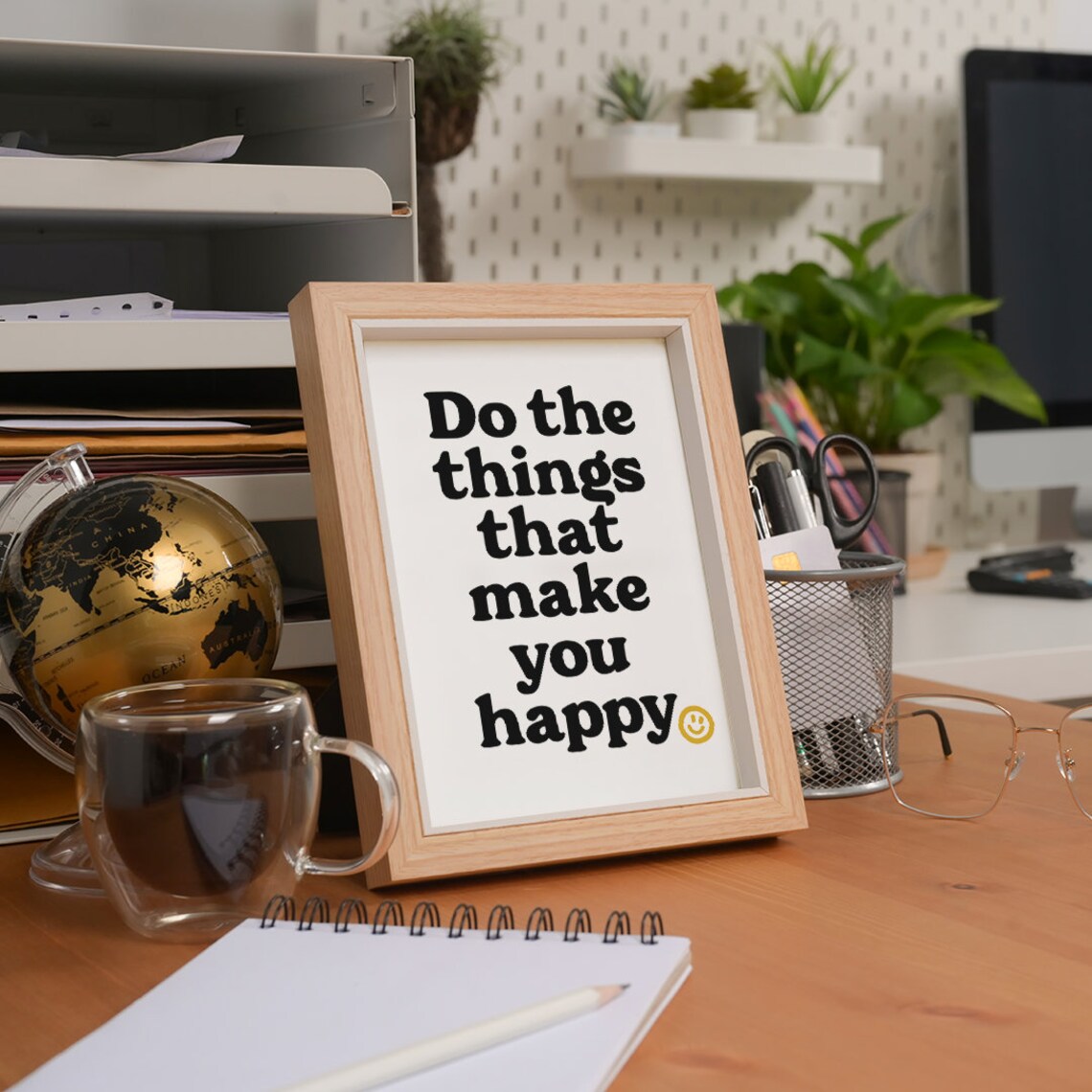 Do The Things That Make You Happy Retro Bold Lettering Smiley Quote Poster - Image 2