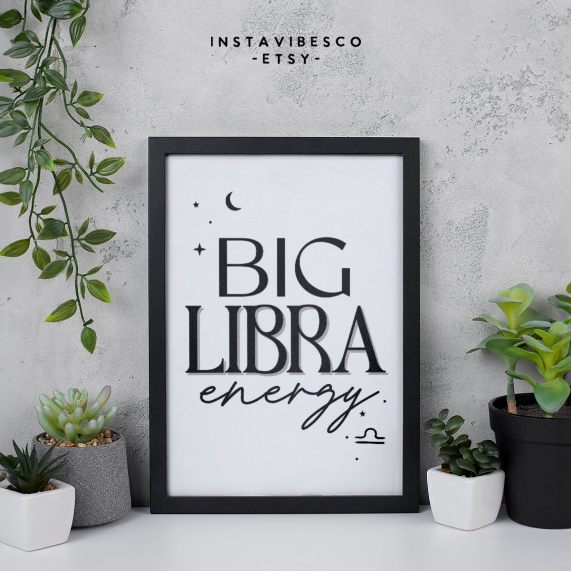 Big Libra Energy Minimalist Zodiac Sign Moon Stars Astrology Poster - Image 3