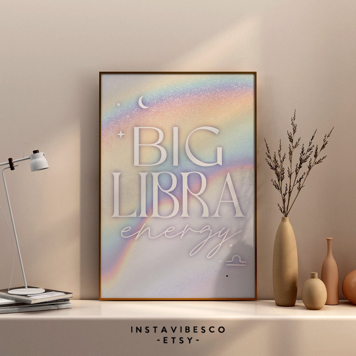 Big Libra Energy Pastel Rainbow Celestial Zodiac Sign Astrology Poster