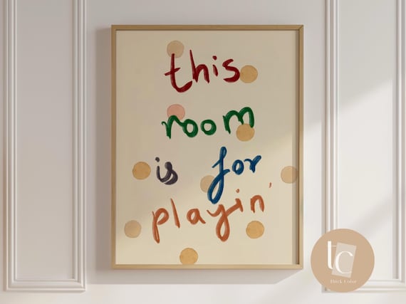 This Room Is For Playing Nurseryquote Print Kids Playroom Nursery Wall Art Retro Decor Genre Neutral Baby Illustration N