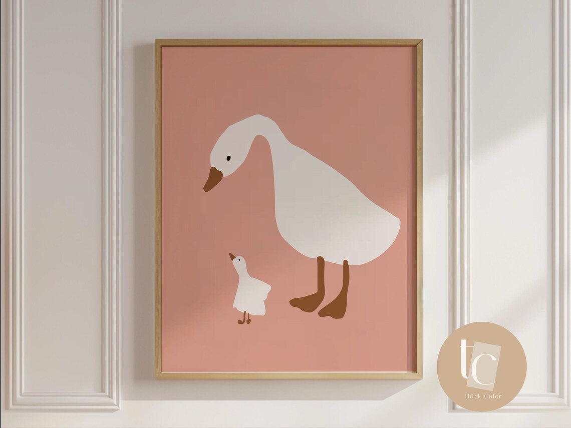 Silly Goose Nursery Art Print, Scandinavian Vintage Decor