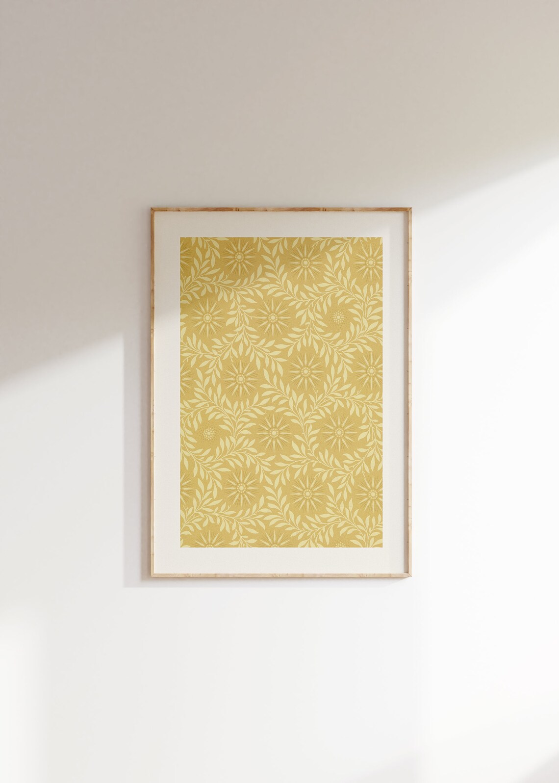 Vintage Sunburst Floral Art Print, Boho Nursery Decor