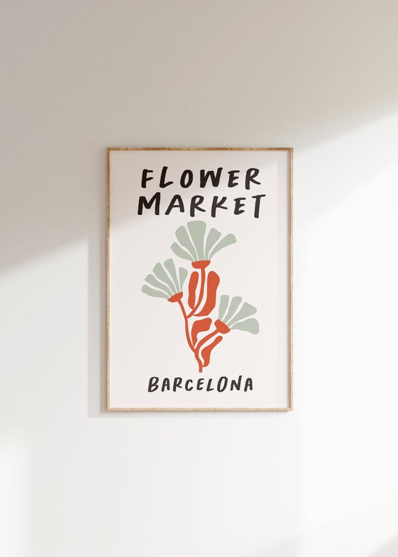 Flower Market Poster Barcelona Flower Market Print Abstract Floral Painting Cute Apartment Decor Abstract Floral Wall Art Matisse Print