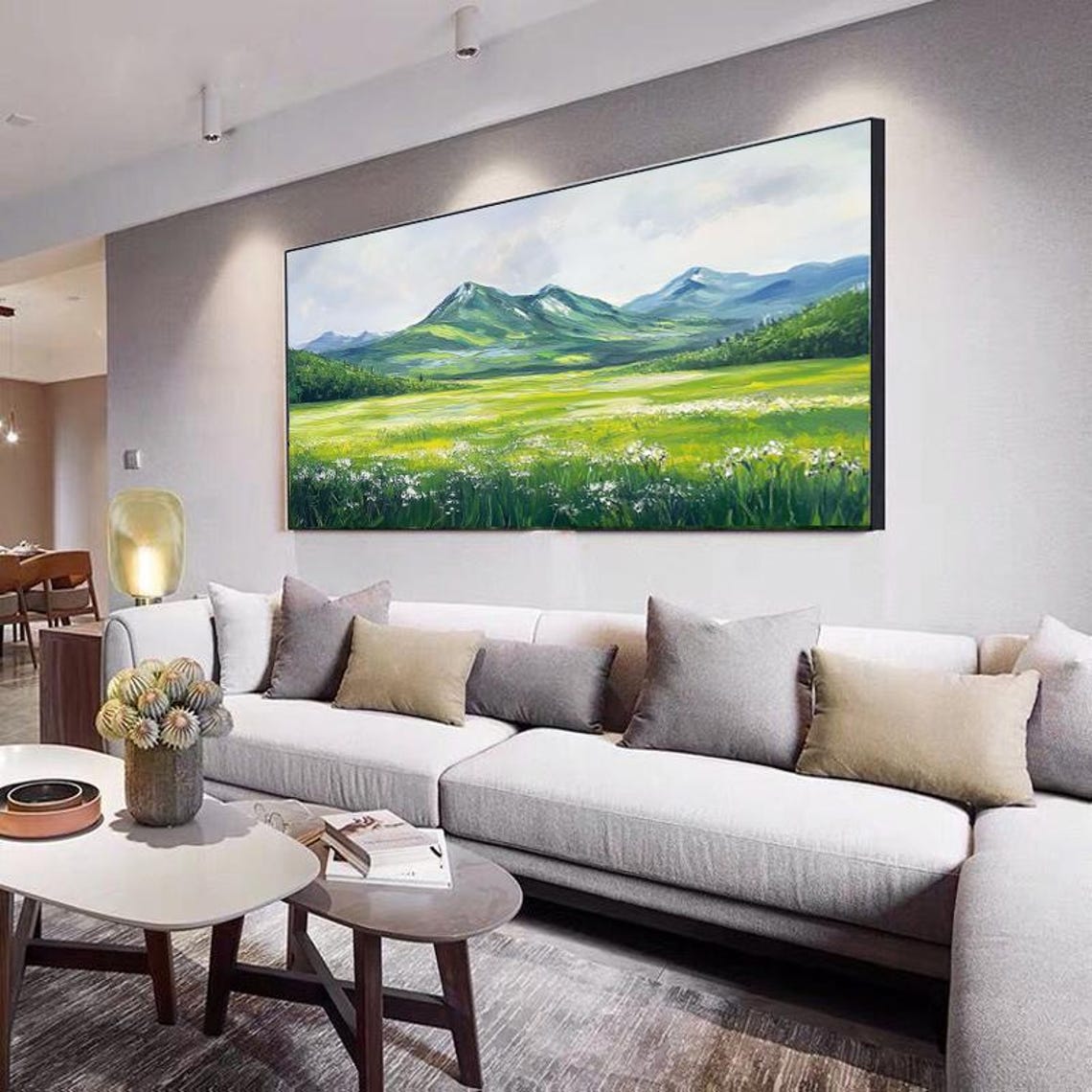 Serene Green Mountain Valley With Wildflower Meadow Landscape Poster - Image 5
