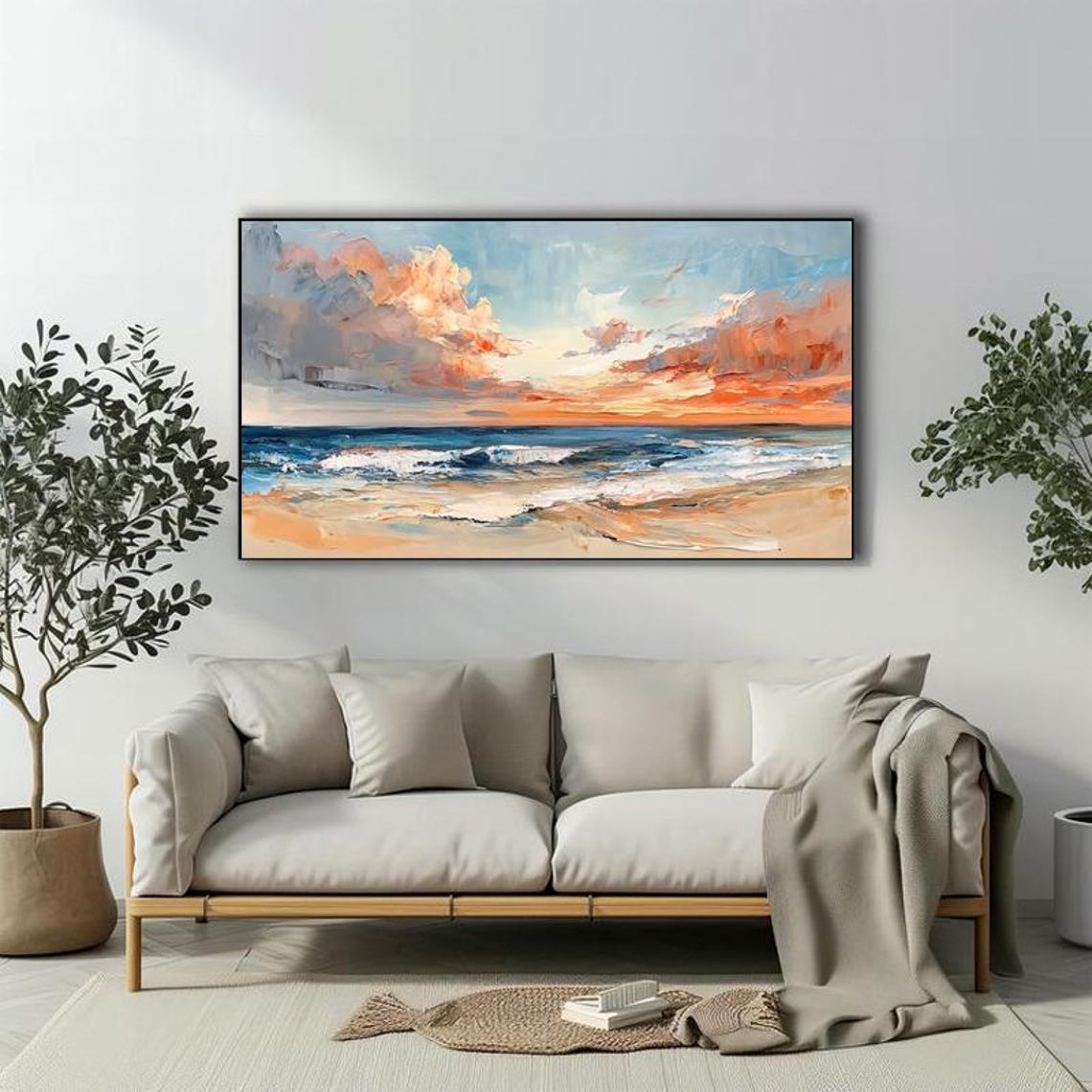 Warm Golden Sunset Over Rolling Ocean Waves on the Beach Poster - Image 3