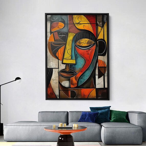 Abstract Cubist Face Colorful Bold Geometric Modern Art Poster