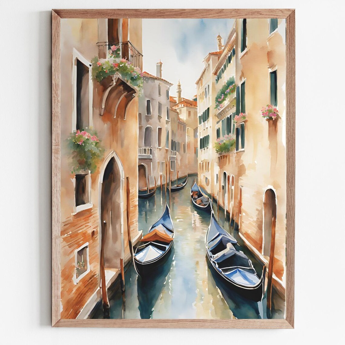 Venice Italy Watercolor Travel Poster, Cityscape