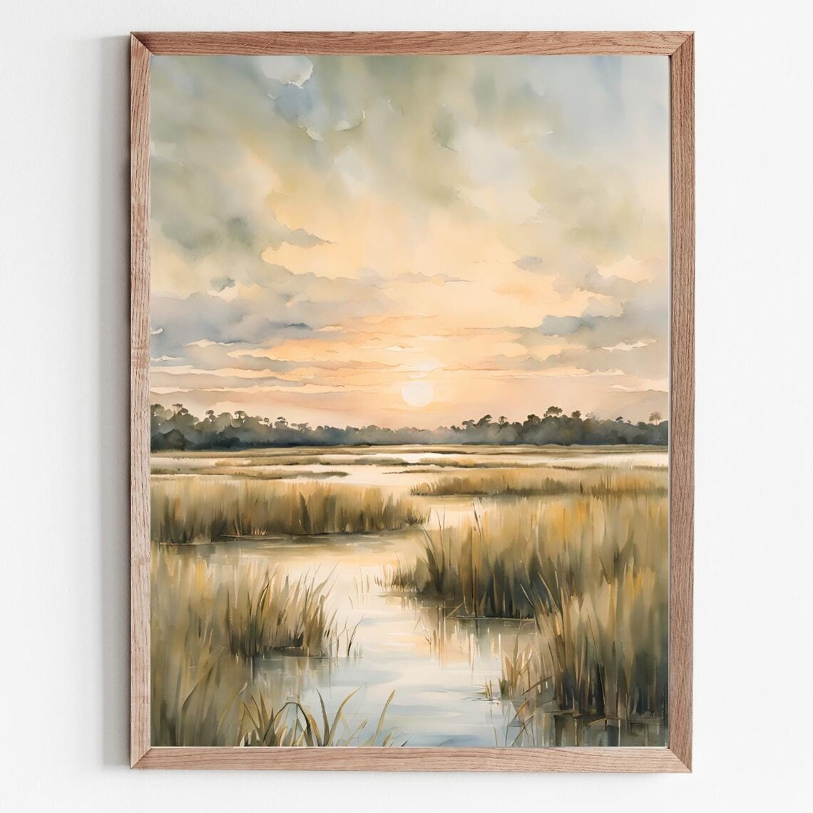 Marsh Sunset Painting, Lowcountry Watercolor Art Print
