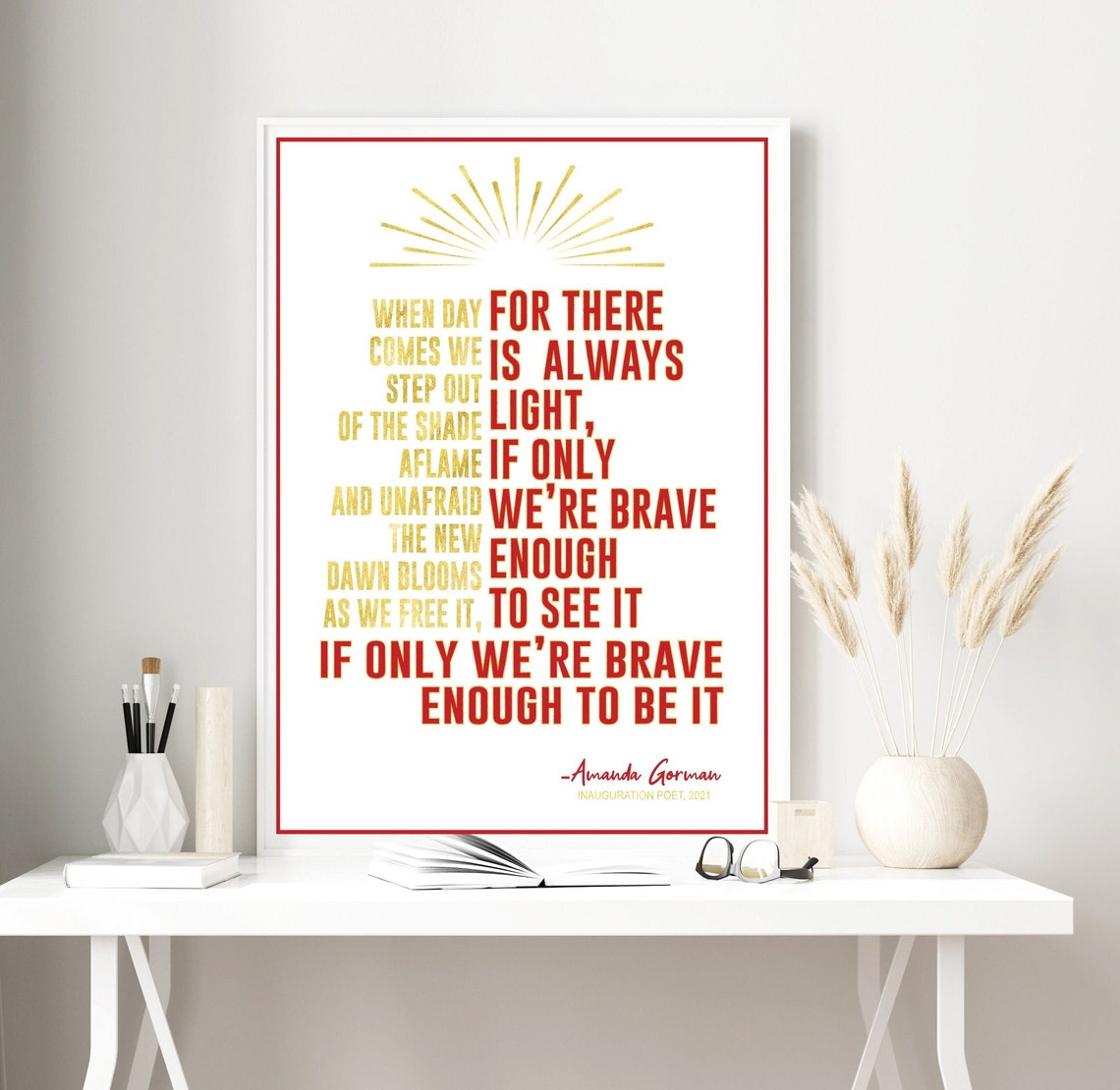Amanda Gorman The Hill You Climb Inspirational Quote Print Teacher Appreciation Gift
