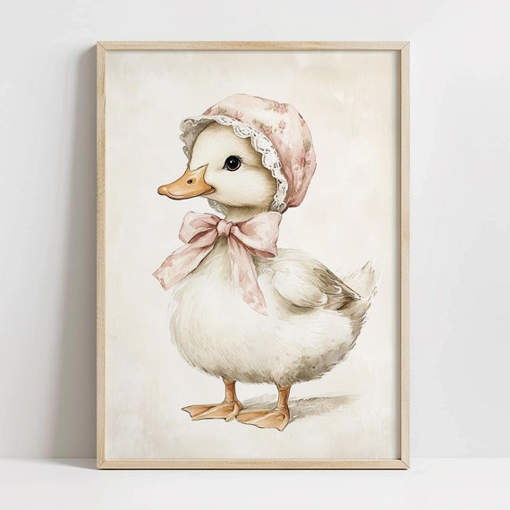 Vintage Duck Nursery Art, Cottagecore Decor