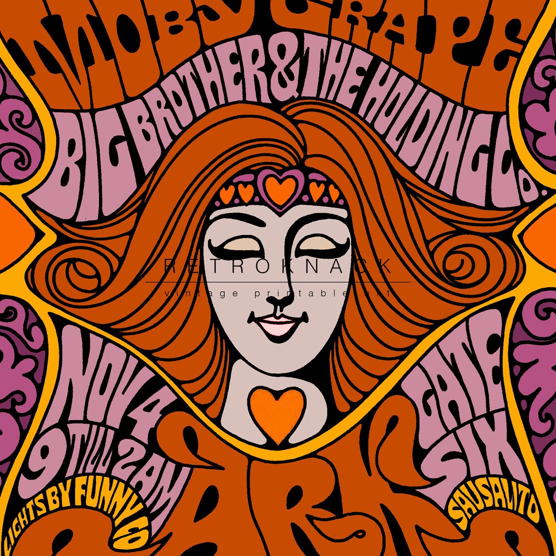 Moby Grape Big Brother Holding Co Nov 4 Gate Six Psychedelic Concert Poster - Image 3